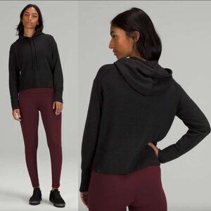 LULULEMON Double Knit Sweater Black Hoodie Cashmere Blend Womens M/L Cozy Casual